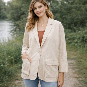 Madewell SZ L The Cargo Double-Breasted Blazer in Linen-Cotton NWT